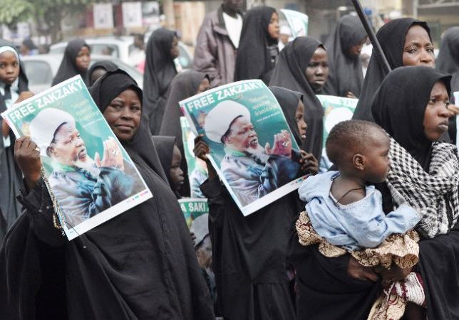 Image result for Shiite members protest against continued detention of El-Zakzaky