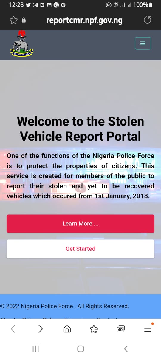 Police stolen vehicle reporting portal fails to work 24 hours after